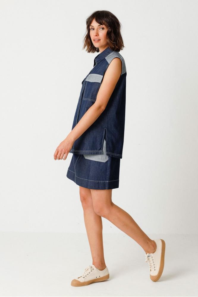 Gamir mouwloos blouse - jean brut from Brand Mission