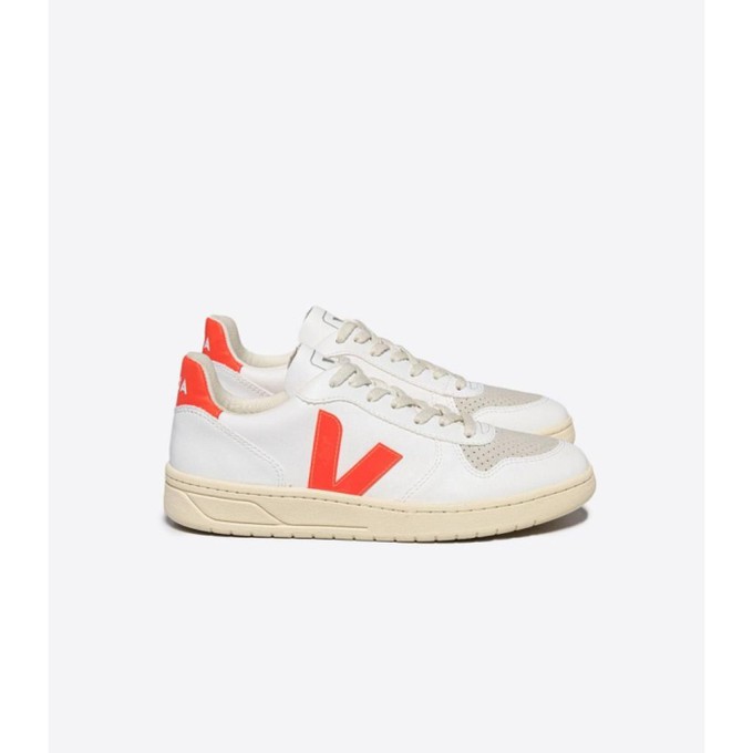 V10 CWL sneaker - white orange fluo (vegan) from Brand Mission