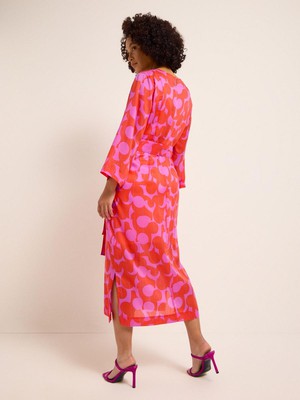 Midi jurk - graphic dots coral from Brand Mission