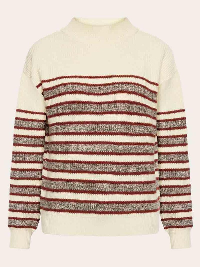 Blocking crewneck trui - brown stripe from Brand Mission