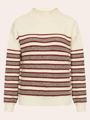 Blocking crewneck trui - brown stripe from Brand Mission