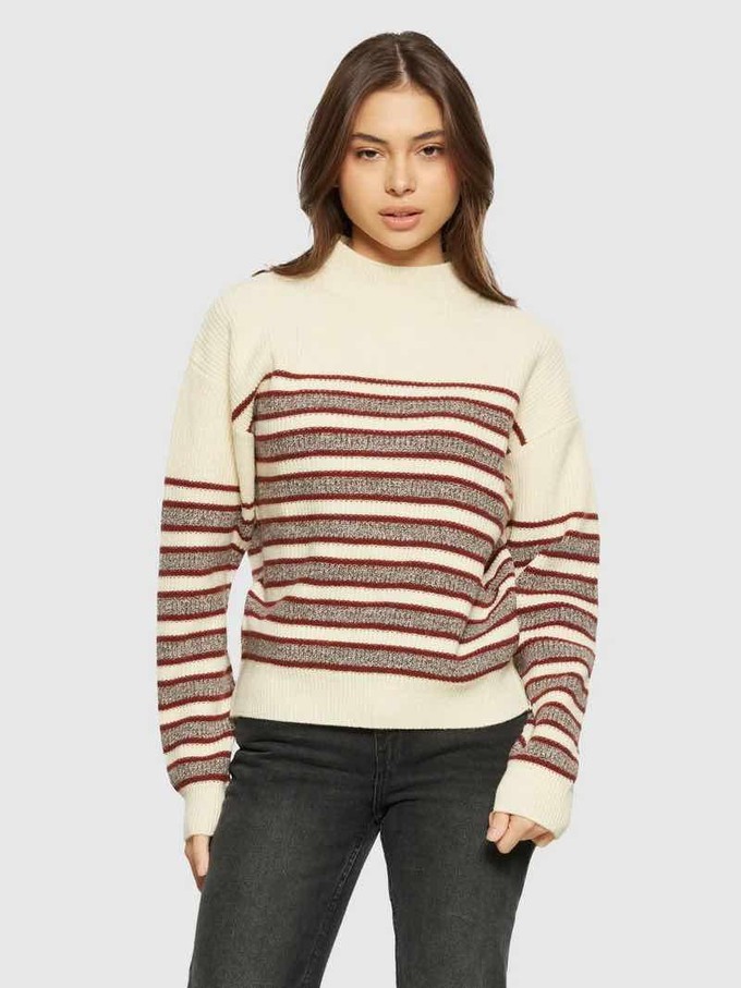 Blocking crewneck trui - brown stripe from Brand Mission