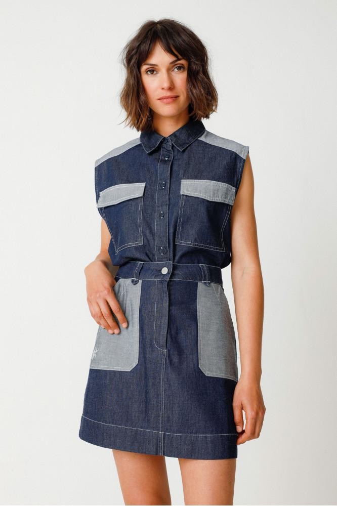 Gamir mouwloos blouse - jean brut from Brand Mission