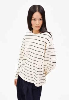 Marynaa fine stripe - oatmilk-black via Brand Mission