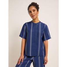 Blouse met mao kraag - stripe night blue via Brand Mission