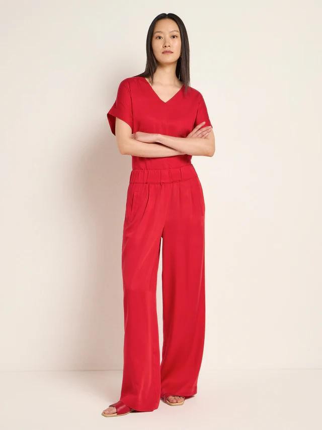 Pantalon tencel - rood from Brand Mission