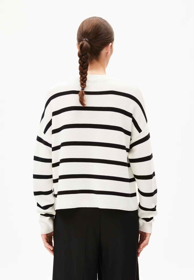 Merinaa trui stripes - oatmilk black from Brand Mission