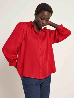 Blouse met plooitjes - rood from Brand Mission