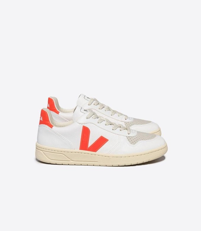 V10 CWL sneaker - white orange fluo (vegan) from Brand Mission