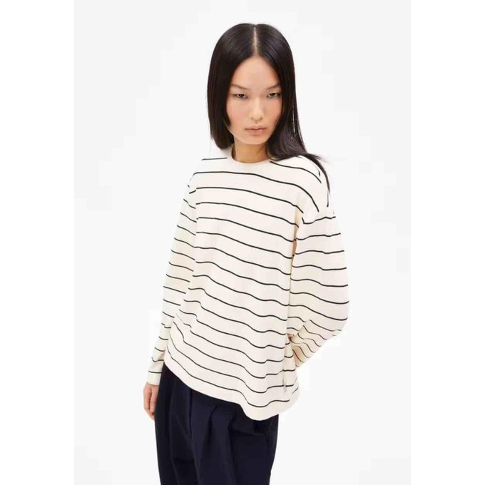 Marynaa fine stripe - oatmilk-black from Brand Mission