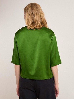 Zijde satijnen blouse - dark fern from Brand Mission