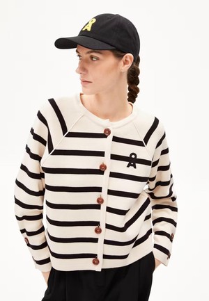 Naadja stripes vest - oatmilk black from Brand Mission