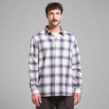 Rute flannel shadow check shirt - oat white via Brand Mission