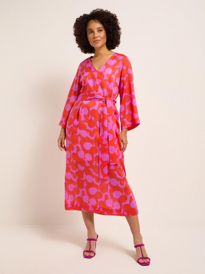 Midi jurk - graphic dots coral from Brand Mission