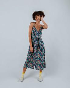 Flower Vichy Strap Dress Navy via Brava Fabrics