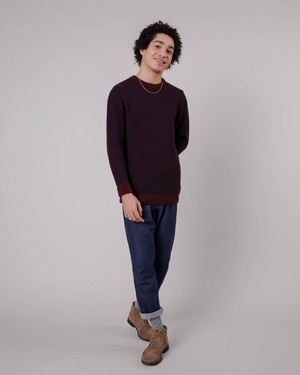 Contrast Wool Cashmere Sweater Bordeaux from Brava Fabrics