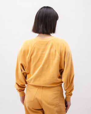 Velvet Raglan Cotton Sweatshirt Ochre from Brava Fabrics