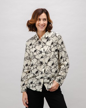 Peanuts B&W Viscose Blouse Ecru from Brava Fabrics