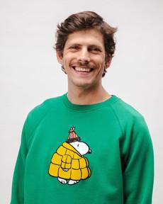 Peanuts Snow Cotton Sweatshirt Green via Brava Fabrics