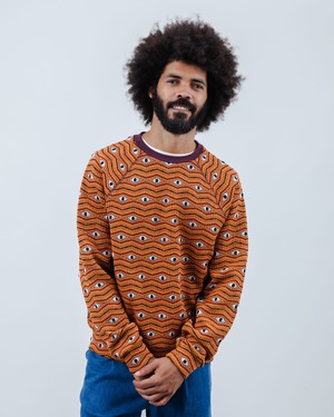 Eyes Jacquard Sweatshirt Orange from Brava Fabrics