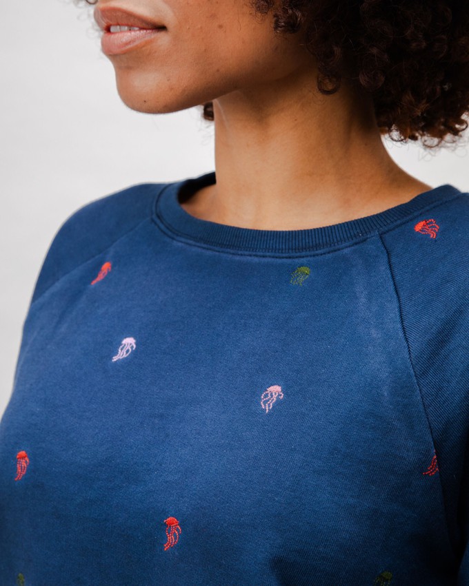 Jellyfish Raglan Cotton Sweatshirt Navy from Brava Fabrics