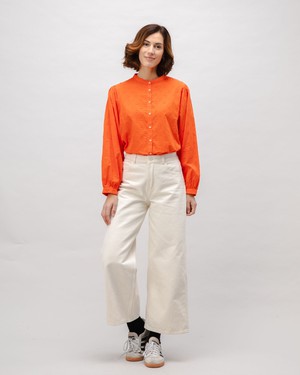 Polka Dot Romantic Cotton Blouse Orange from Brava Fabrics