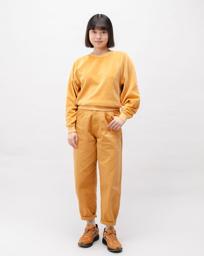 Velvet Raglan Cotton Sweatshirt Ochre from Brava Fabrics