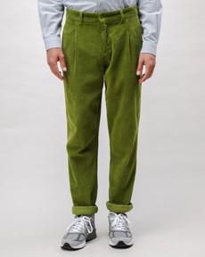 Corduroy Pleated Chino Pants Green via Brava Fabrics