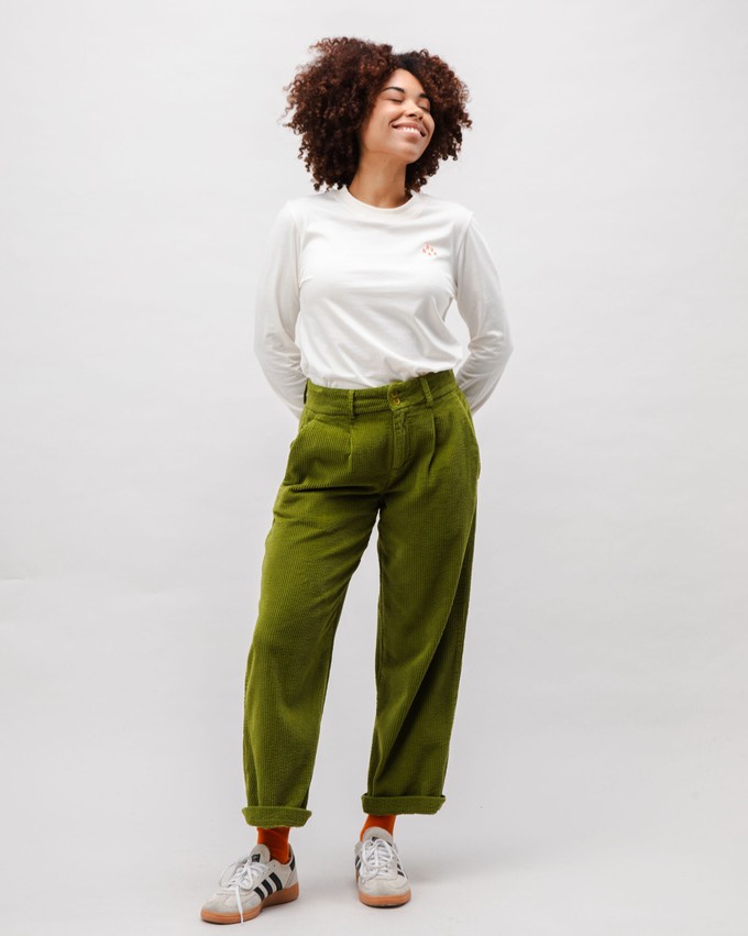 Corduroy Pleated Pants Green from Brava Fabrics