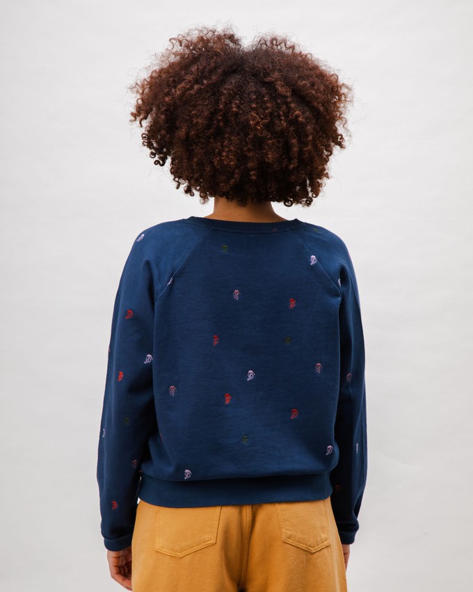 Jellyfish Raglan Cotton Sweatshirt Navy from Brava Fabrics