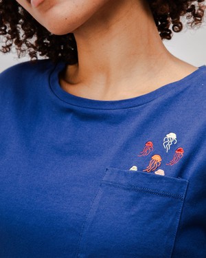 Jellyfish Scoop Cotton Tee Navy from Brava Fabrics