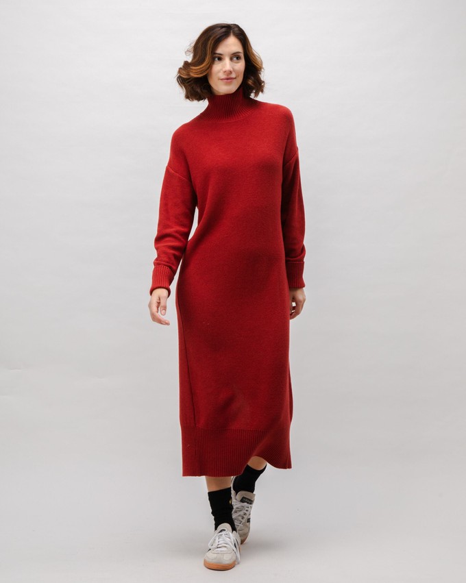 Long Knitted Wool Cashmere Dress Red Clay from Brava Fabrics