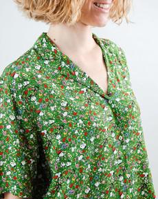 Peanuts Flower Garden Aloha Blouse Green via Brava Fabrics