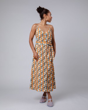 Big Tiles Long Dress Ochre from Brava Fabrics