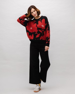 Bloom Jacquard Wool Cashmere Sweater Black from Brava Fabrics