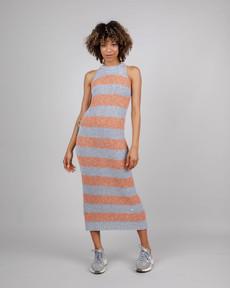 Stripes Knitted Long Dress Orangine via Brava Fabrics