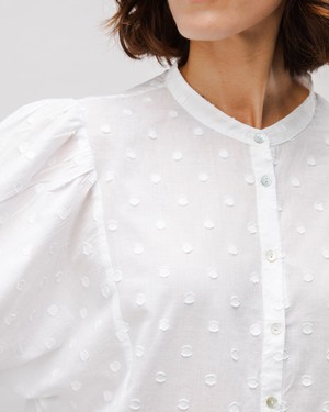 Polka Dot Romantic Cotton Blouse White from Brava Fabrics