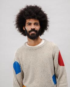 Geo Raglan Wool Sweater Melange via Brava Fabrics