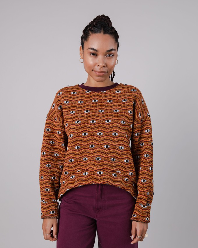 Eyes Jacquard Rounded Sweatshirt Orange from Brava Fabrics