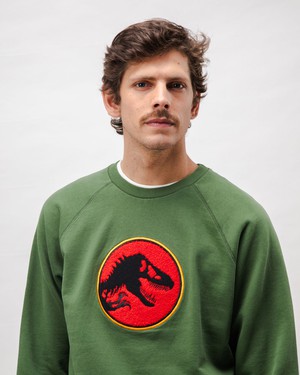 Jurassic Park Logo Cotton Sweatshirt Green from Brava Fabrics