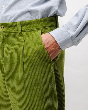 Corduroy Pleated Chino Pants Green from Brava Fabrics