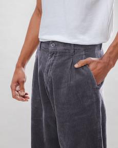 Corduroy Pleated Chino Pants Dark Grey via Brava Fabrics