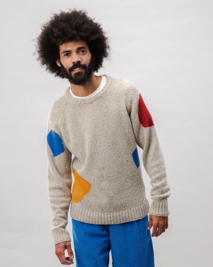 Geo Raglan Wool Sweater Melange from Brava Fabrics