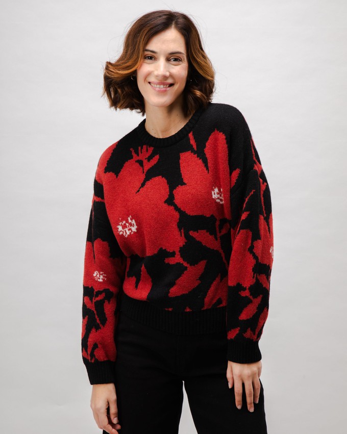 Bloom Jacquard Wool Cashmere Sweater Black from Brava Fabrics