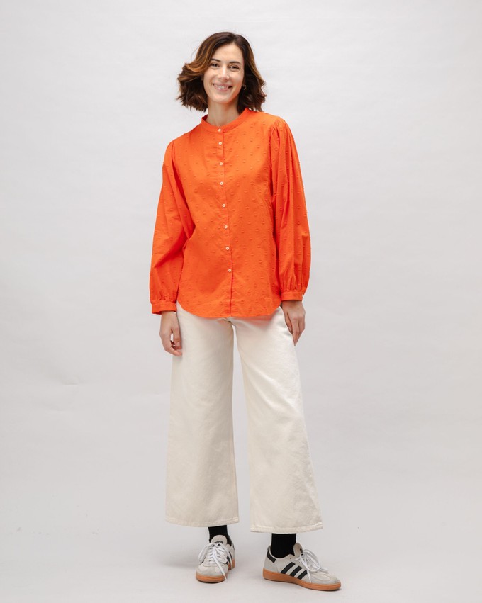 Polka Dot Romantic Cotton Blouse Orange from Brava Fabrics