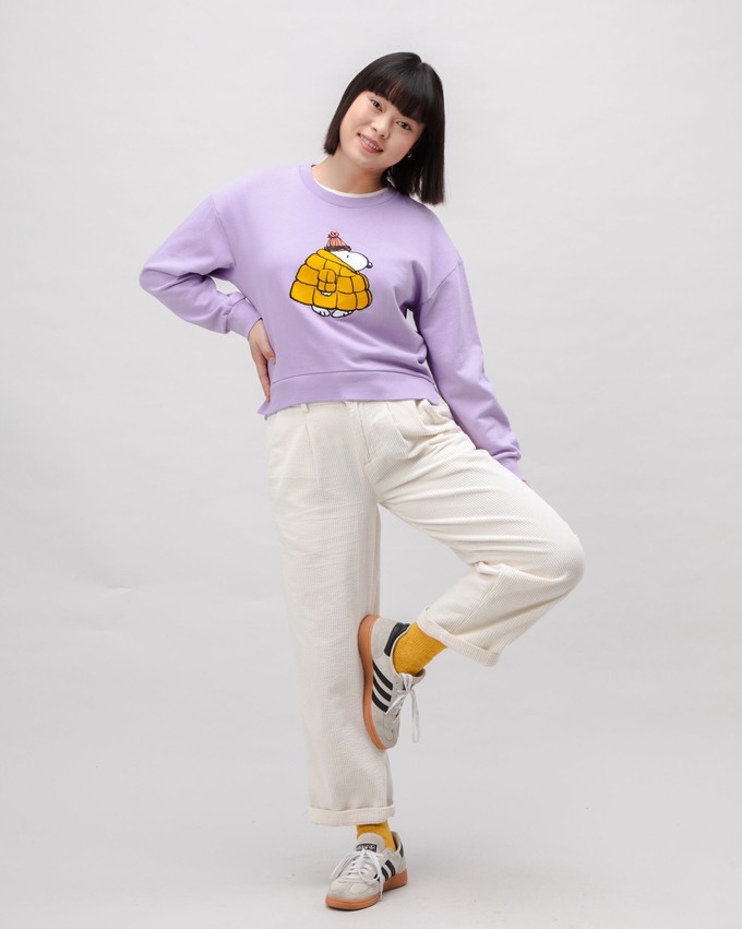 Peanuts Snow Rounded Cotton Sweatshirt Lavander from Brava Fabrics