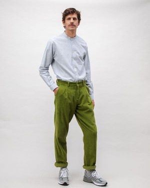 Corduroy Pleated Chino Pants Green from Brava Fabrics