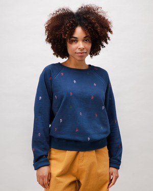 Jellyfish Raglan Cotton Sweatshirt Navy from Brava Fabrics