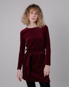 Velvet Belted Dress Prune via Brava Fabrics