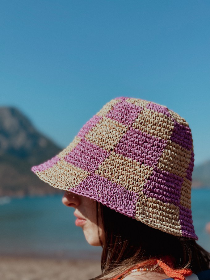 Sunny Days Purple Checked Hat from Chillax